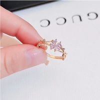 Lady Simple Style Korean Style Flower Copper Inlay Zircon Open Rings main image 2