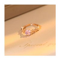 Lady Simple Style Korean Style Flower Copper Inlay Zircon Open Rings main image 4