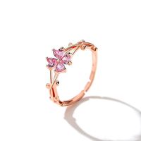 Lady Simple Style Korean Style Flower Copper Inlay Zircon Open Rings main image 3