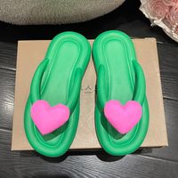 Women's Streetwear Heart Shape Round Toe Flip Flops sku image 15
