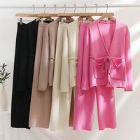 Daily Women's Casual Solid Color Polyester Pocket Belt Pants Sets Pants Sets main image 1
