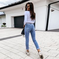 Women's Street Streetwear Solid Color Full Length Washed Jeans main image 3
