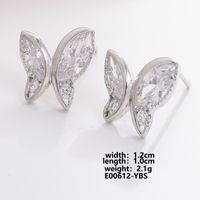 1 Pair Elegant Simple Style Water Droplets Butterfly Plating Inlay Copper Zircon White Gold Plated Ear Studs sku image 4