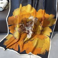 Women's Elegant Flower Satin Printing Silk Scarves sku image 1