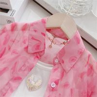 Cute Simple Style Solid Color Printing Polyester Girls Clothing Sets main image 2