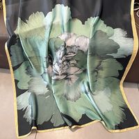 Women's Elegant Flower Satin Printing Silk Scarves sku image 2