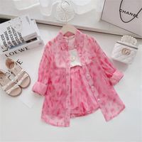 Cute Simple Style Solid Color Printing Polyester Girls Clothing Sets main image 3