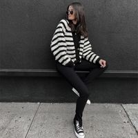 Women's Sweater Long Sleeve Sweaters & Cardigans Casual Stripe main image 6