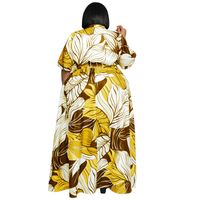 Swing Dress Streetwear Turndown Button Short Sleeve Leaf Maxi Long Dress Banquet main image 2