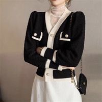 Women's Sweater Long Sleeve Sweaters & Cardigans Elegant Vintage Style Color Block main image 3