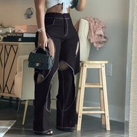 Women's Daily Street Casual Solid Color Full Length Hollow Out Casual Pants main image 5