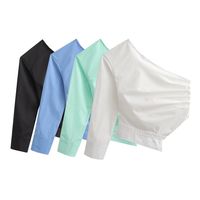 Women's Blouse Long Sleeve Blouses Patchwork Pleated Sexy Solid Color main image 2
