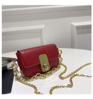 Women's Small Pu Leather Solid Color Basic Chain Square Lock Clasp Crossbody Bag sku image 2