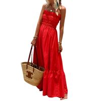 Women's A-line Skirt Tropical Strapless Backless Sleeveless Solid Color Maxi Long Dress Travel Beach main image 3