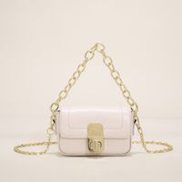 Women's Small Pu Leather Solid Color Basic Chain Square Lock Clasp Crossbody Bag main image 3