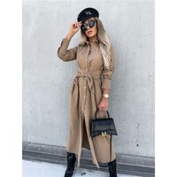 Women's Swing Dress British Style V Neck Long Sleeve Solid Color Midi Dress Street main image 5