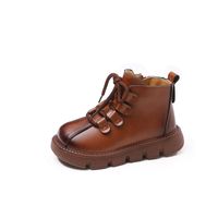 Unisex British Style Solid Color Knot Round Toe Martin Boots main image 4