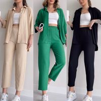 Women's Casual Elegant Solid Color Polyester Button Pants Sets main image 3