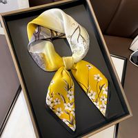 Women's Elegant Simple Style Flower Satin Printing Silk Scarf sku image 29