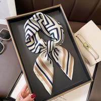 Women's Elegant Simple Style Flower Satin Printing Silk Scarf sku image 30