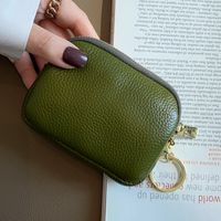 Women's Solid Color Leather Zipper Wallets sku image 5