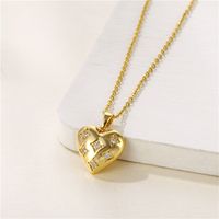 1 Piece Fashion Heart Shape Stainless Steel Brass Plating Inlay Zircon Pendant Necklace main image 1
