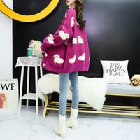 Women's Cardigan Long Sleeve Sweaters & Cardigans Embroidery Casual Sheep main image 3