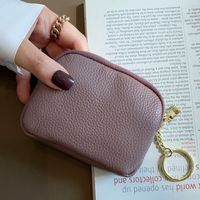 Women's Solid Color Leather Zipper Wallets sku image 4