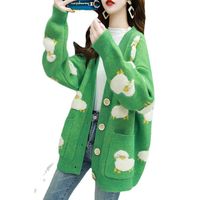Women's Cardigan Long Sleeve Sweaters & Cardigans Embroidery Casual Sheep main image 4