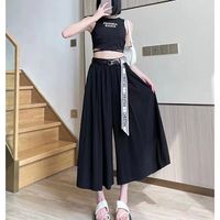 Women's Weekend Daily Casual Simple Style Simple Solid Color Calf-length Pocket Belt Casual Pants main image 5