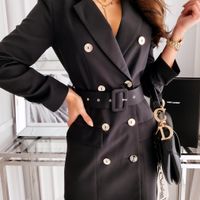 Women's Coat Long Sleeve Blazers Business Streetwear Solid Color main image 4