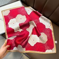 Women's Elegant Simple Style Flower Satin Printing Silk Scarf sku image 34