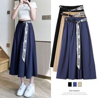 Women's Weekend Daily Casual Simple Style Simple Solid Color Calf-length Pocket Belt Casual Pants main image 1