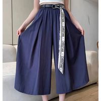 Women's Weekend Daily Casual Simple Style Simple Solid Color Calf-length Pocket Belt Casual Pants main image 3