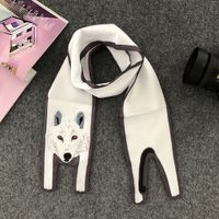 Unisex Cute Dog Fox Cat Pound Twill Fiber Printing Silk Scarf sku image 3