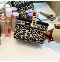 Streetwear Houndstooth Leopard Checkered Canvas Polyester Square Makeup Bags sku image 4