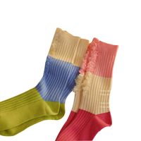 Women's Sports Color Block Cotton Crew Socks A Pair main image 4