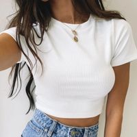 Women's T-shirt Short Sleeve T-shirts Patchwork Fashion Solid Color main image 2
