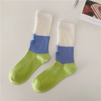 Women's Sports Color Block Cotton Crew Socks A Pair sku image 2