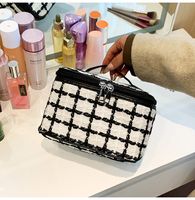 Streetwear Houndstooth Leopard Checkered Canvas Polyester Square Makeup Bags sku image 2
