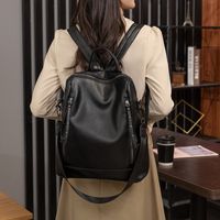 Waterproof Anti-theft Solid Color Casual Daily Street Women's Backpack main image 4
