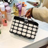 Streetwear Houndstooth Leopard Checkered Canvas Polyester Square Makeup Bags main image 5