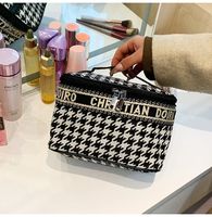 Streetwear Houndstooth Leopard Checkered Canvas Polyester Square Makeup Bags sku image 5