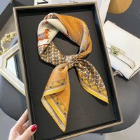 Women's Elegant Simple Style Flower Satin Printing Silk Scarf sku image 28