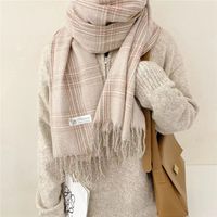 Women's Elegant Plaid Cotton Scarf main image 2