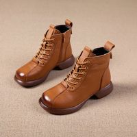 Women's Basic Vintage Style Solid Color Round Toe Martin Boots sku image 5