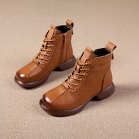 Women's Basic Vintage Style Solid Color Round Toe Martin Boots sku image 3