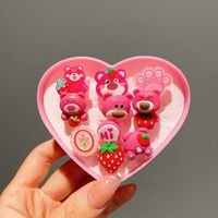Cartoon Style Rabbit Heart Shape Plastic Resin Girl's Rings sku image 6