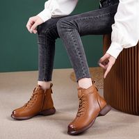 Women's Basic Vintage Style Solid Color Round Toe Martin Boots main image 3