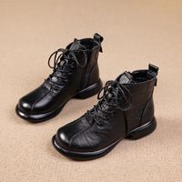 Women's Basic Vintage Style Solid Color Round Toe Martin Boots sku image 1